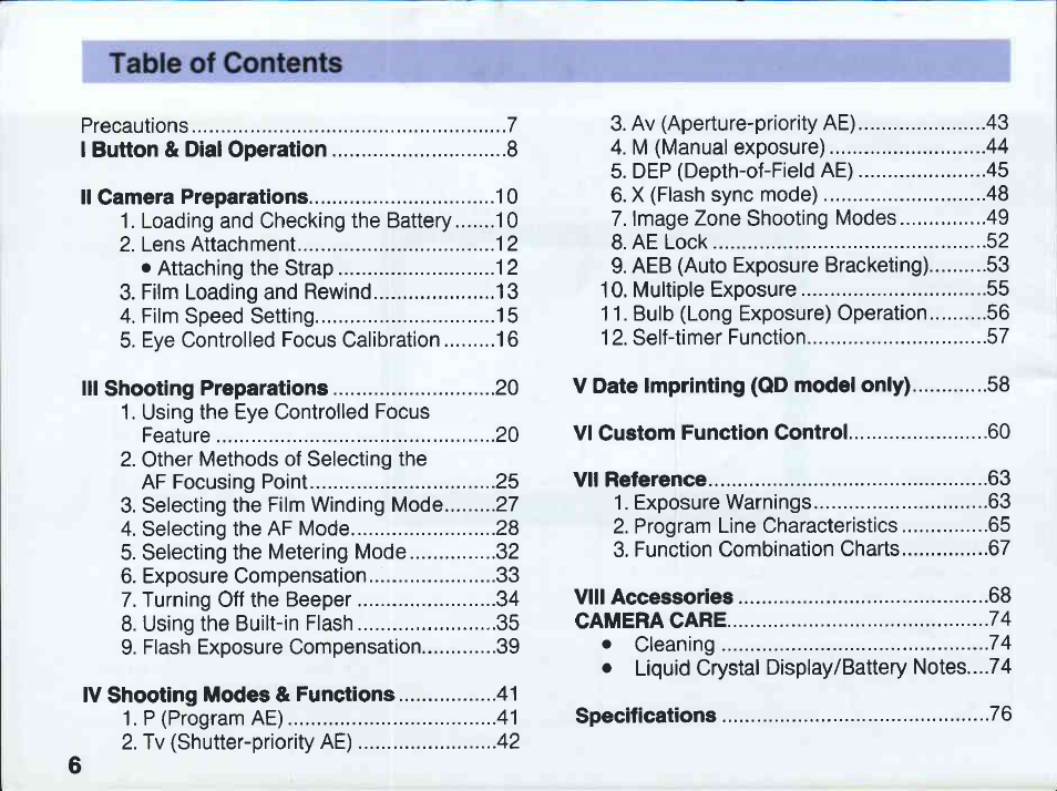 Viewfinder information | Canon EOS 5 User Manual | Page 6 / 137