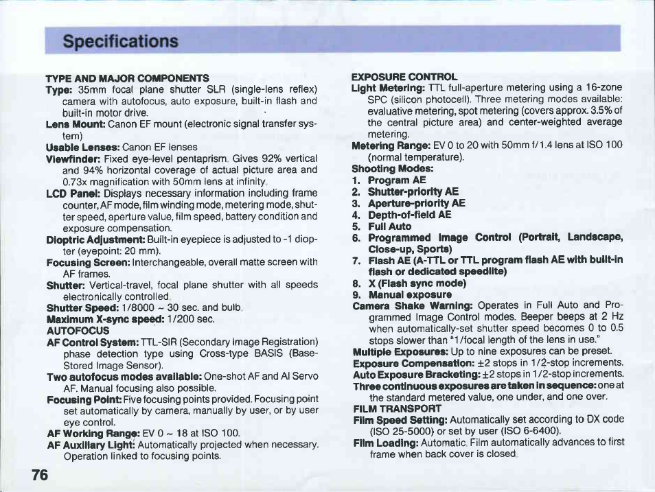 Aperture value display | Canon EOS 5 User Manual | Page 76 / 137