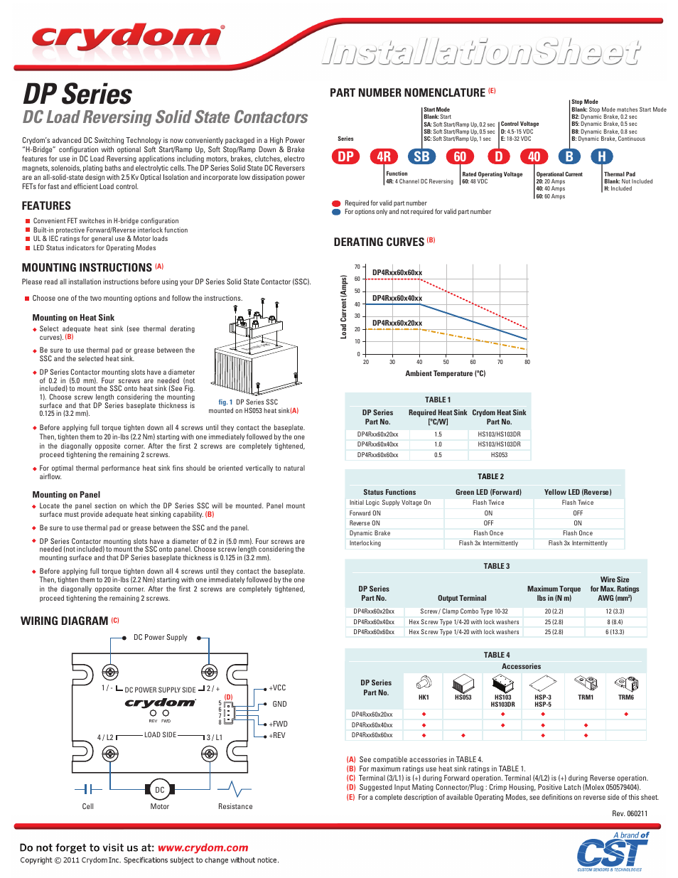 Crydom DP Series User Manual | 2 pages