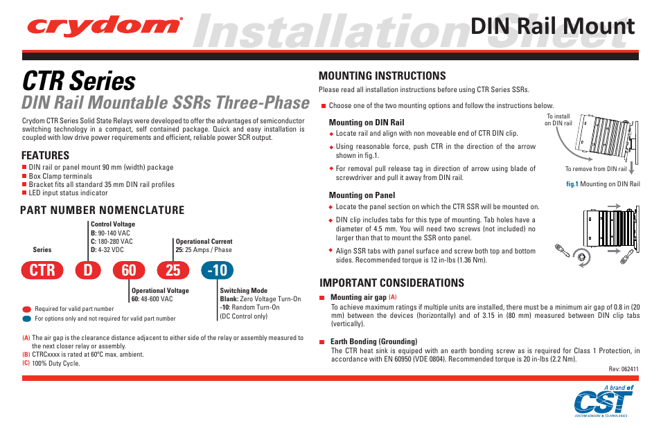 Crydom CTR Series User Manual | 2 pages