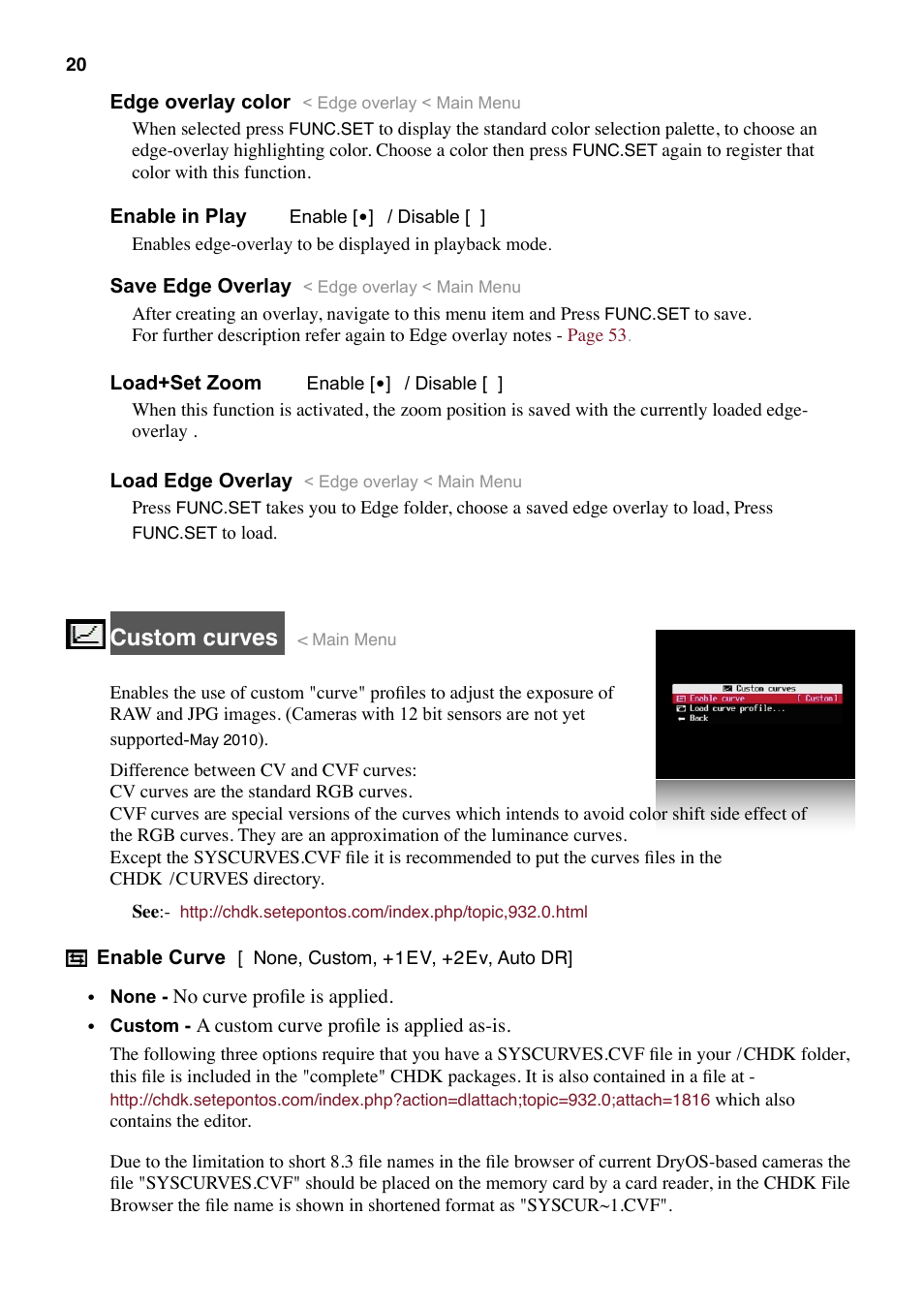 Custom curves | Canon CHDK User Manual | Page 22 / 76