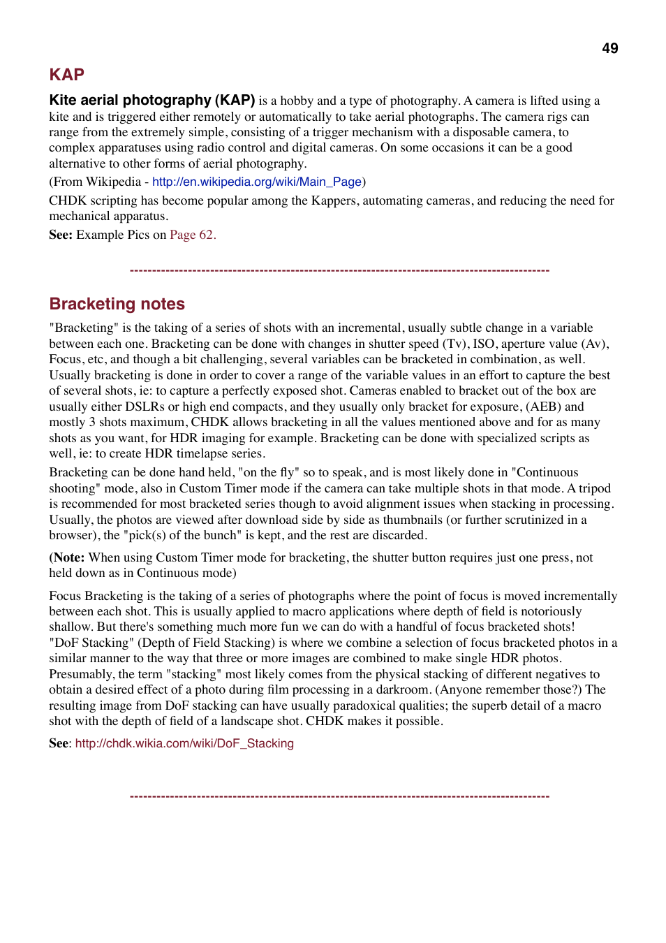 Bracketing notes | Canon CHDK User Manual | Page 51 / 76