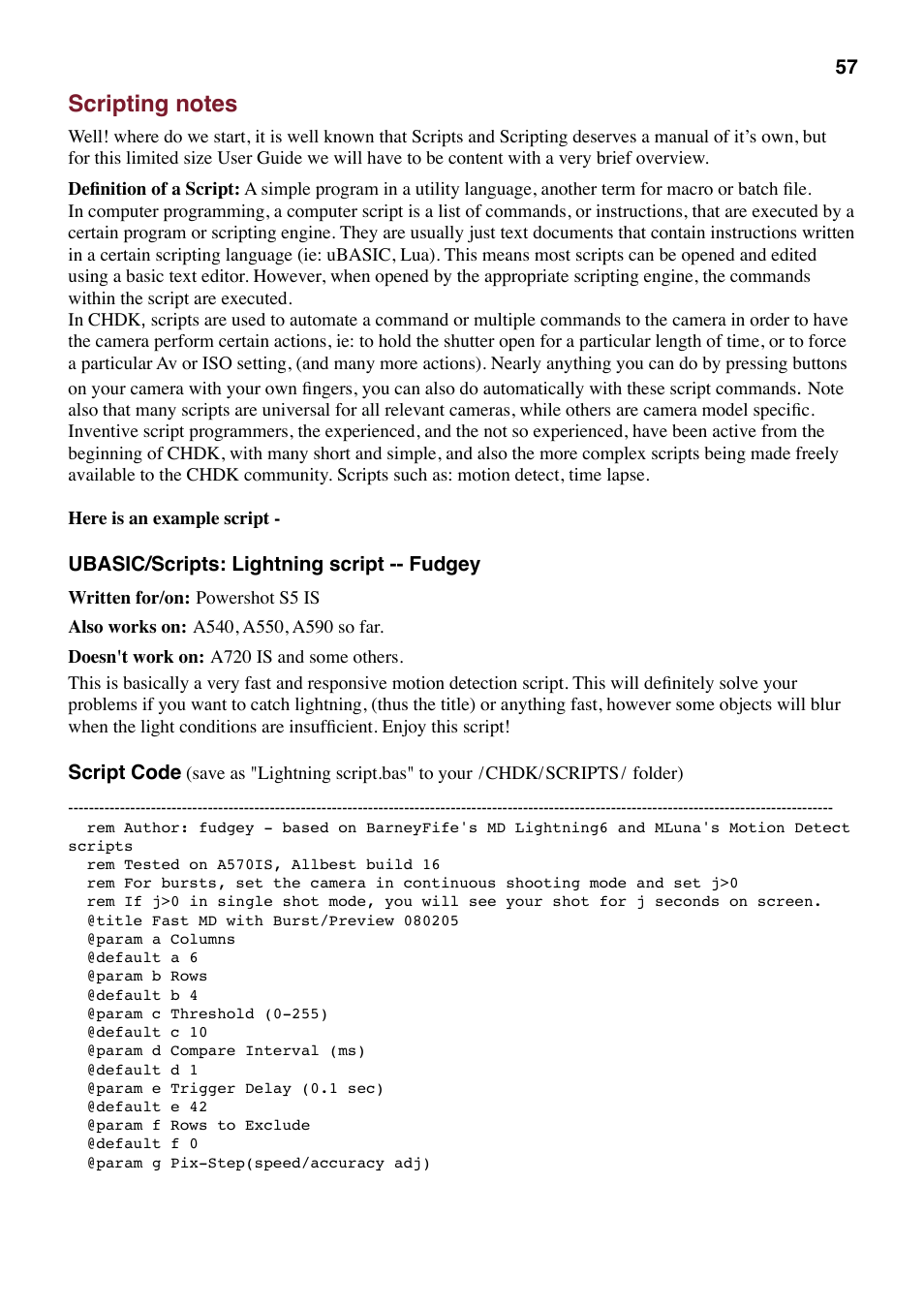 Scripting notes | Canon CHDK User Manual | Page 59 / 76
