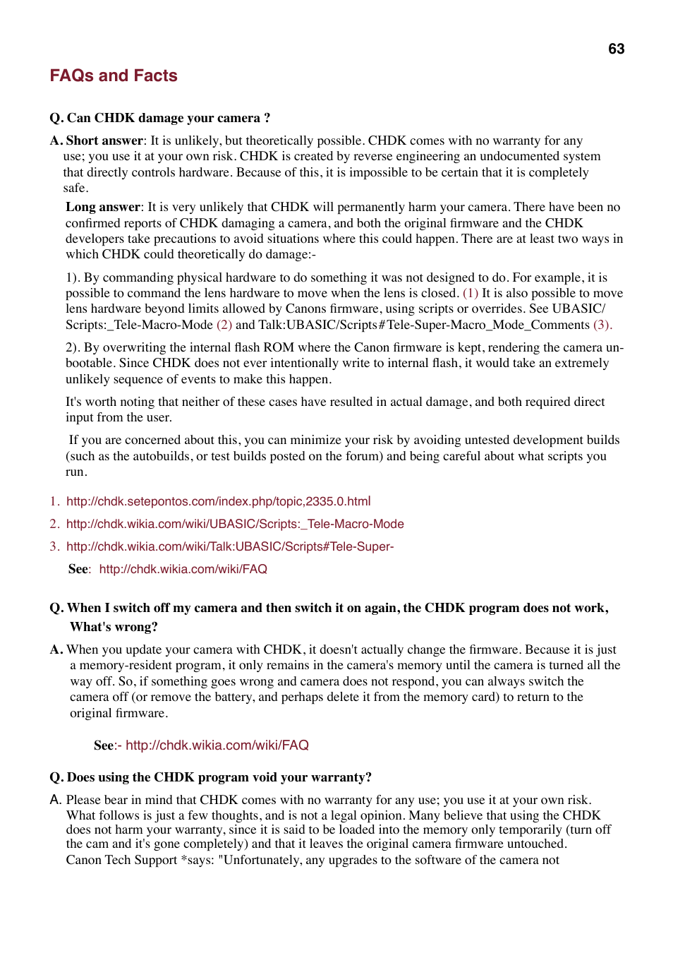 Faqs and facts | Canon CHDK User Manual | Page 65 / 76