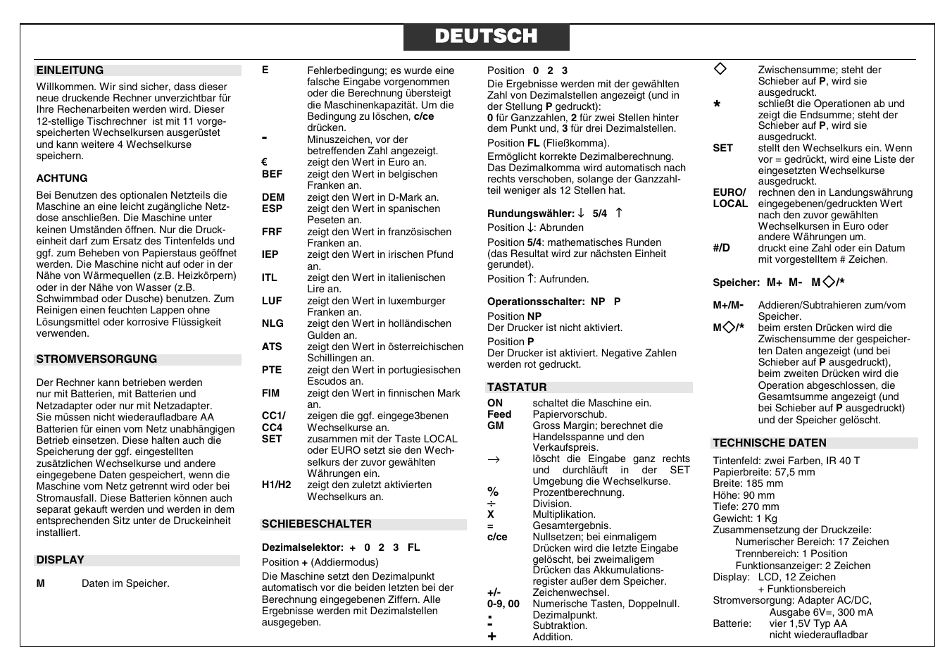 Deutsch | Curta Olivetti Gioconda with printer User Manual | Page 9 / 12