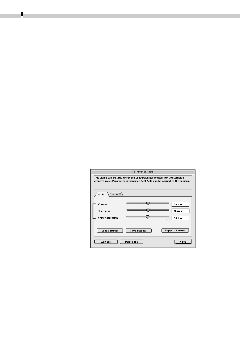 Setting the parameters (eos d30 only), Parameter settings dialog | Canon D I G I T A L C A M E R A CDI-E019-010 User Manual | Page 102 / 108