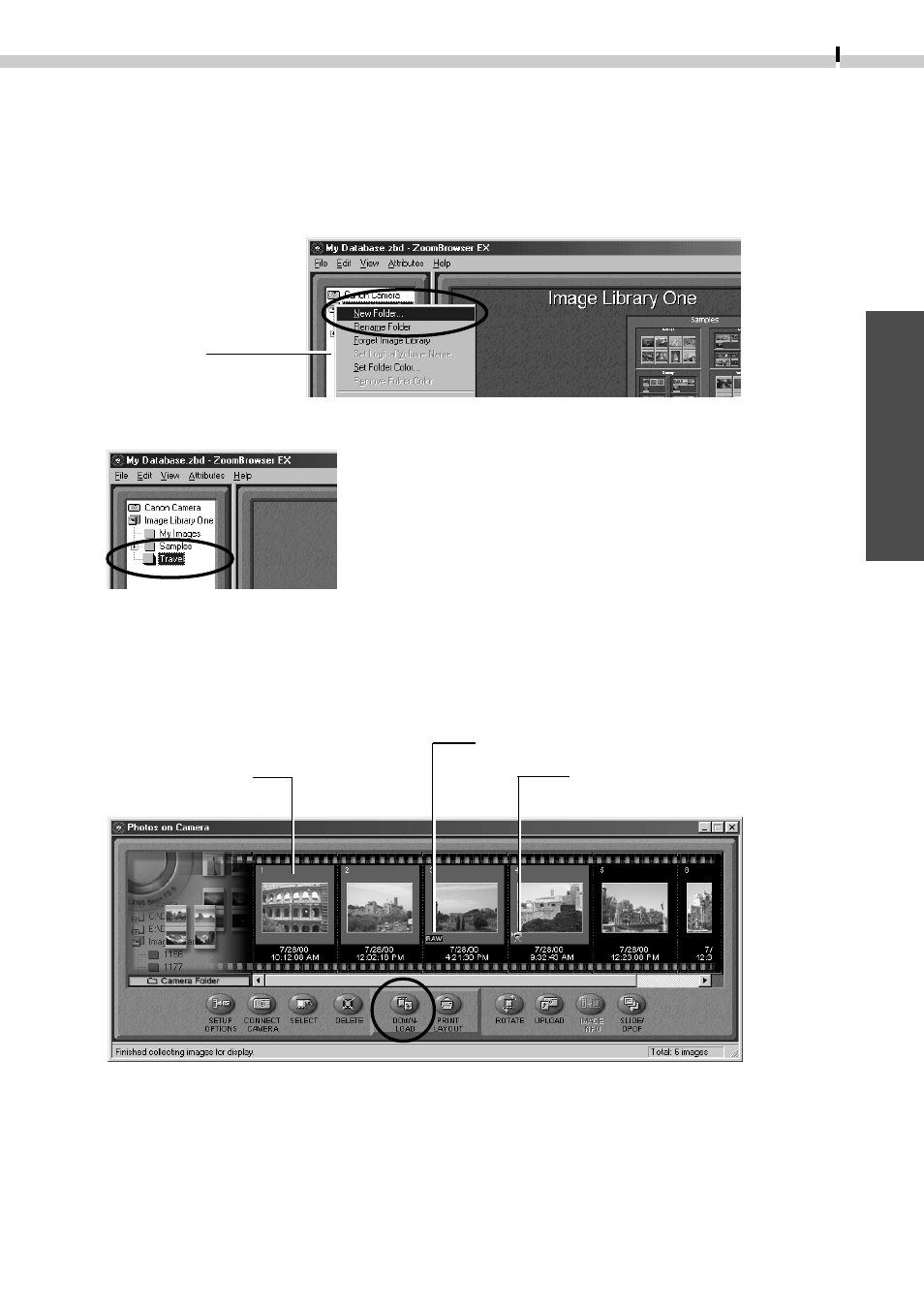 Loading and saving images from the camera, Windows | Canon D I G I T A L C A M E R A CDI-E019-010 User Manual | Page 19 / 108
