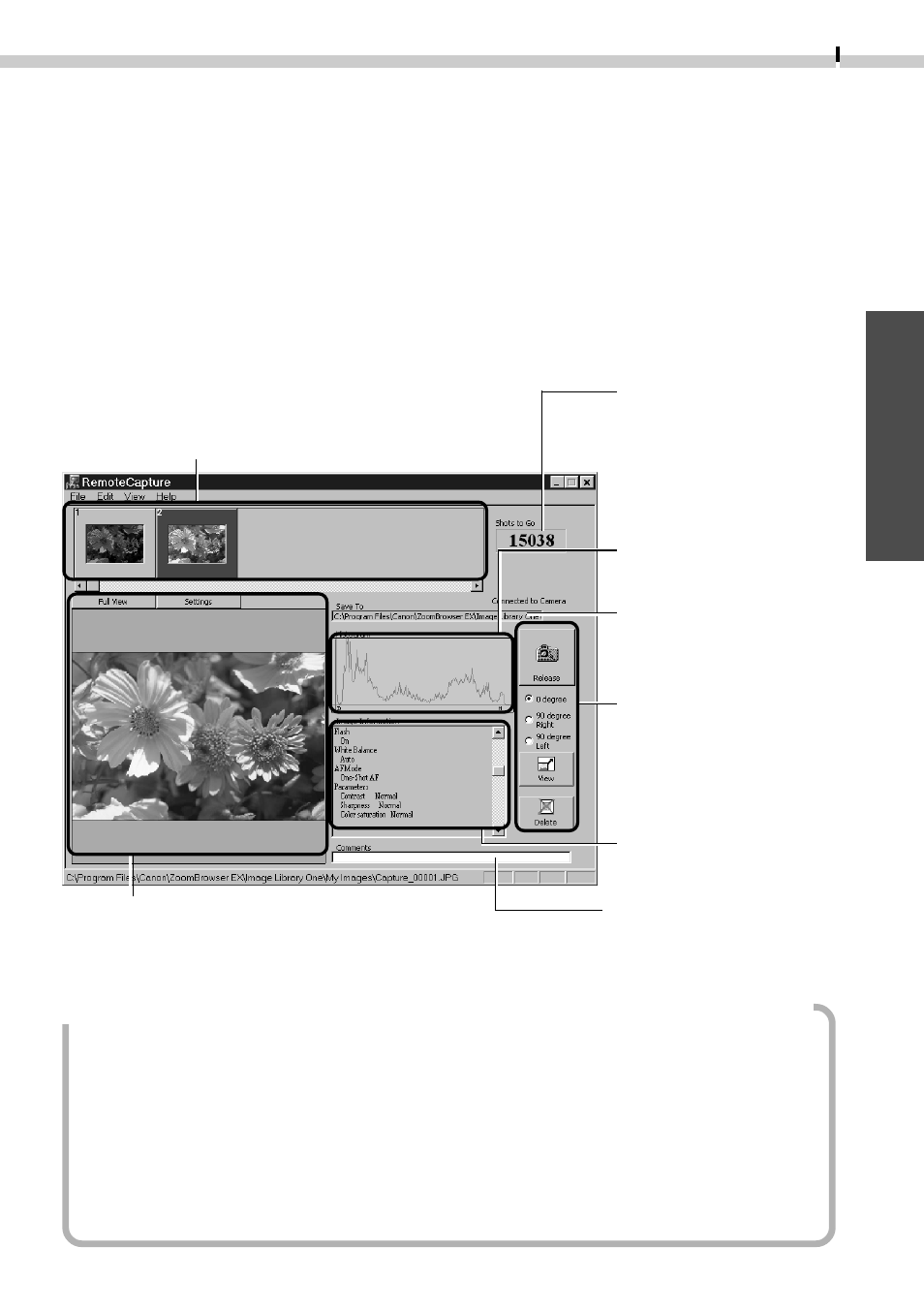 Shooting with remotecapture, Remotecapture window, Windows | Canon D I G I T A L C A M E R A CDI-E019-010 User Manual | Page 37 / 108
