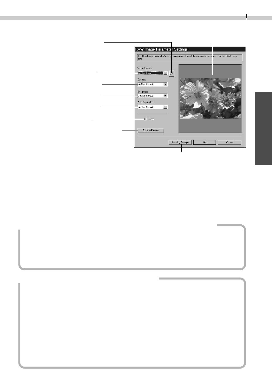 Raw image parameter settings dialog, Windows | Canon D I G I T A L C A M E R A CDI-E019-010 User Manual | Page 55 / 108