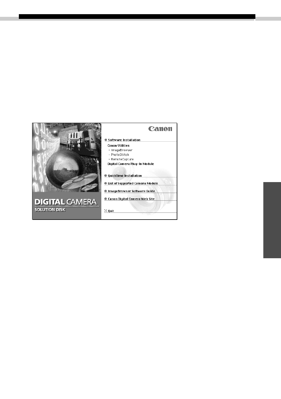 Installing/uninstalling the software | Canon D I G I T A L C A M E R A CDI-E019-010 User Manual | Page 67 / 108
