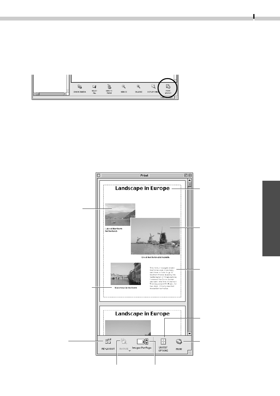 Printing images, Print window, Macintosh | Canon D I G I T A L C A M E R A CDI-E019-010 User Manual | Page 75 / 108