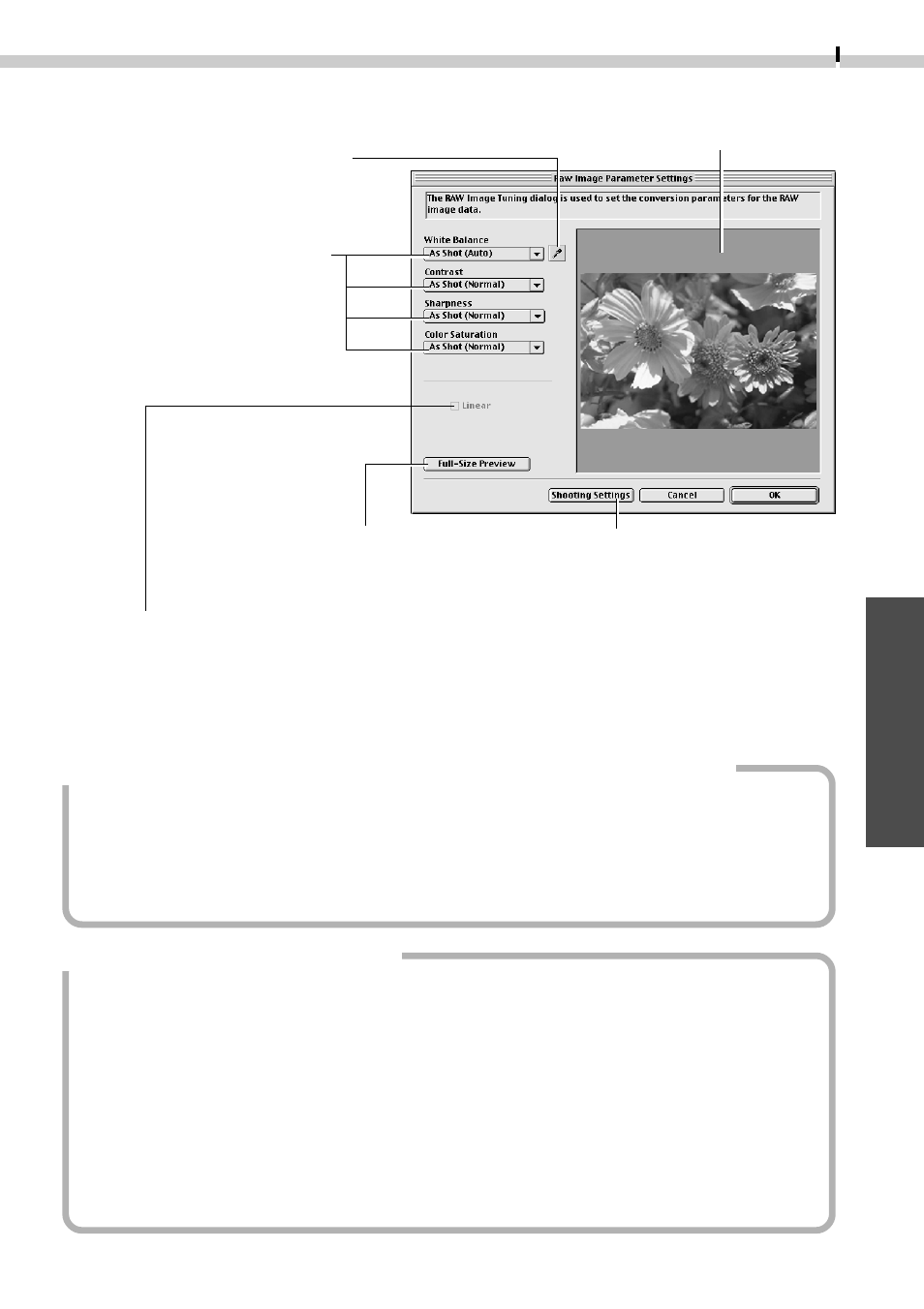 Raw image parameter settings dialog, Macintosh | Canon D I G I T A L C A M E R A CDI-E019-010 User Manual | Page 93 / 108