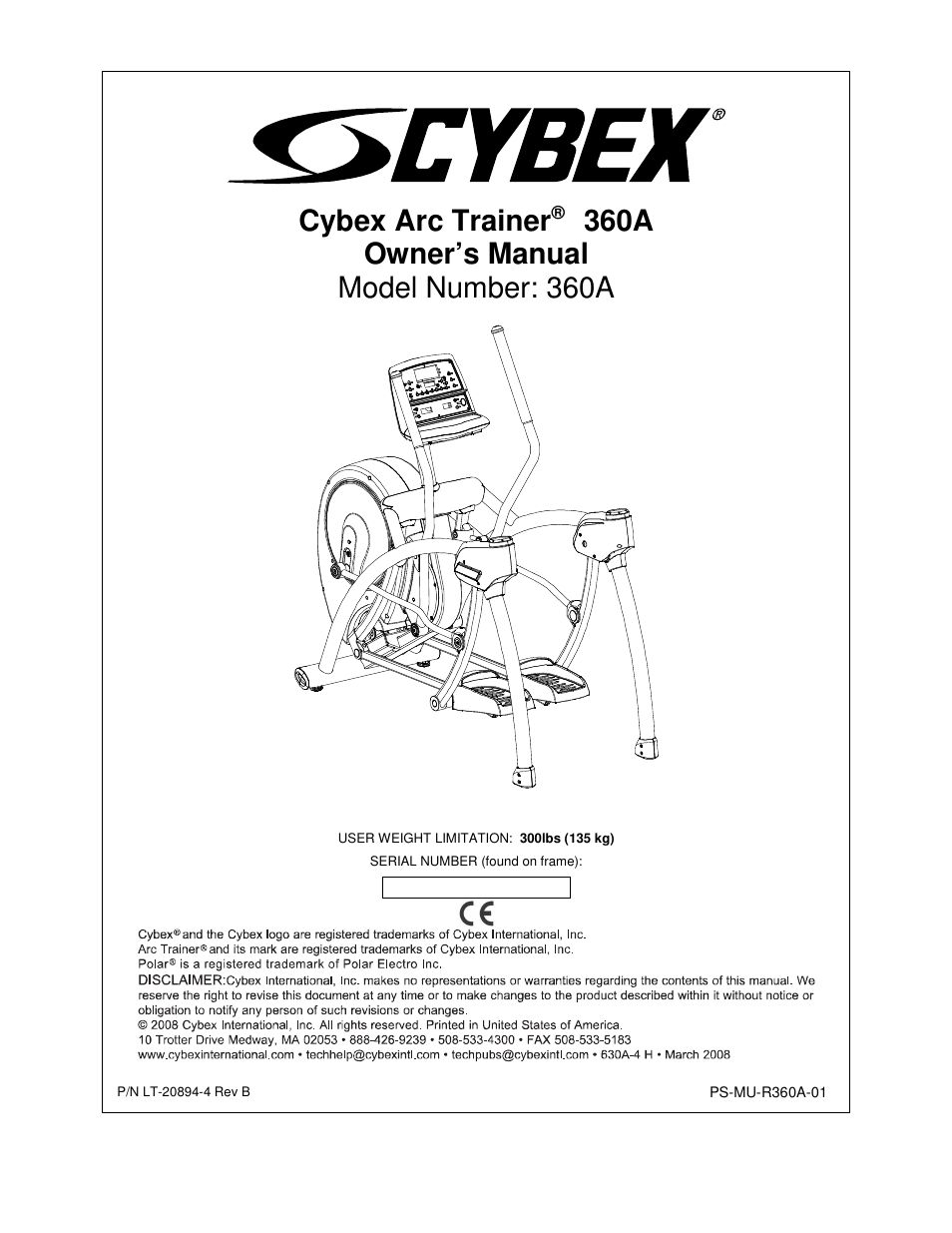 Cybex 360A Arc Trainer User Manual | 48 pages