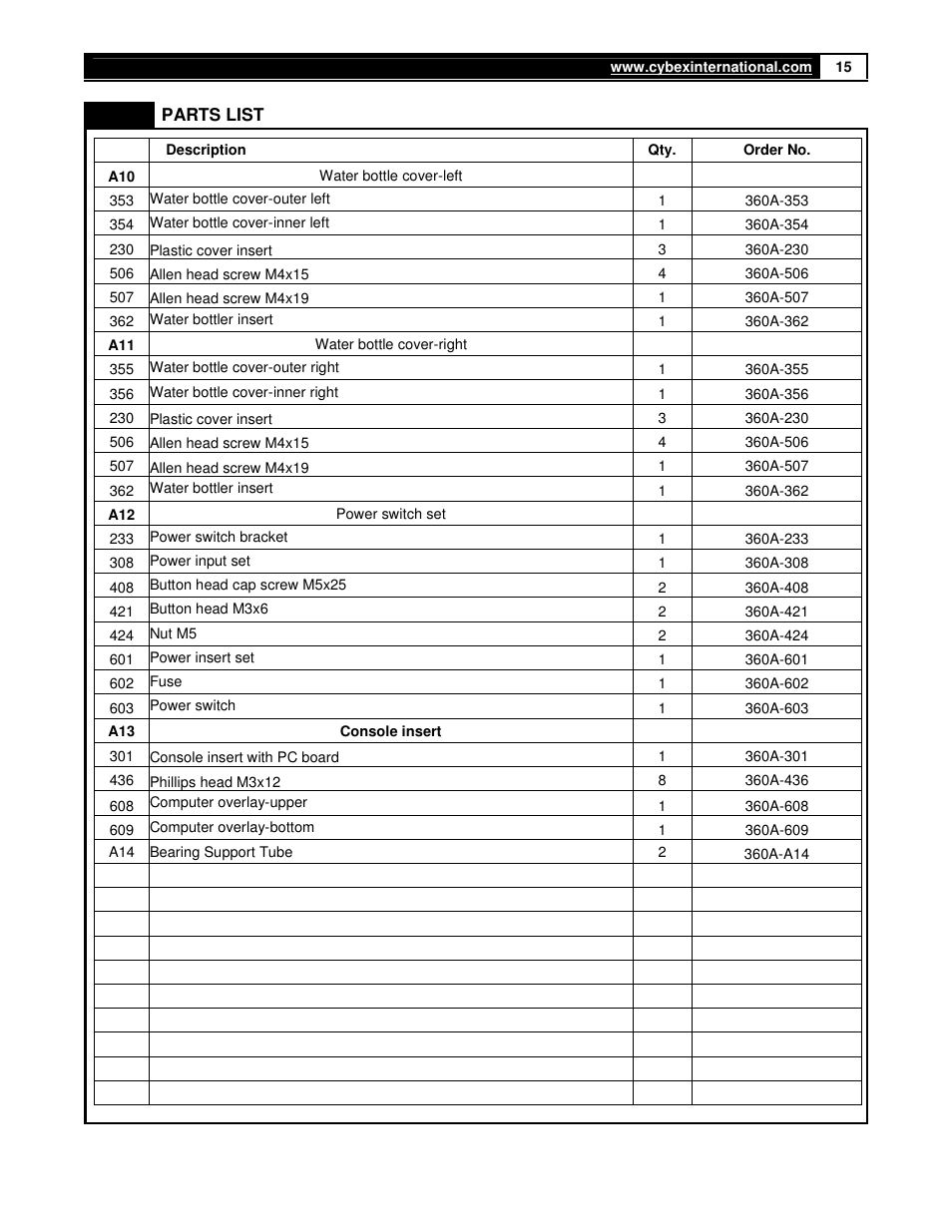 Cybex 360A Arc Trainer User Manual | Page 15 / 48