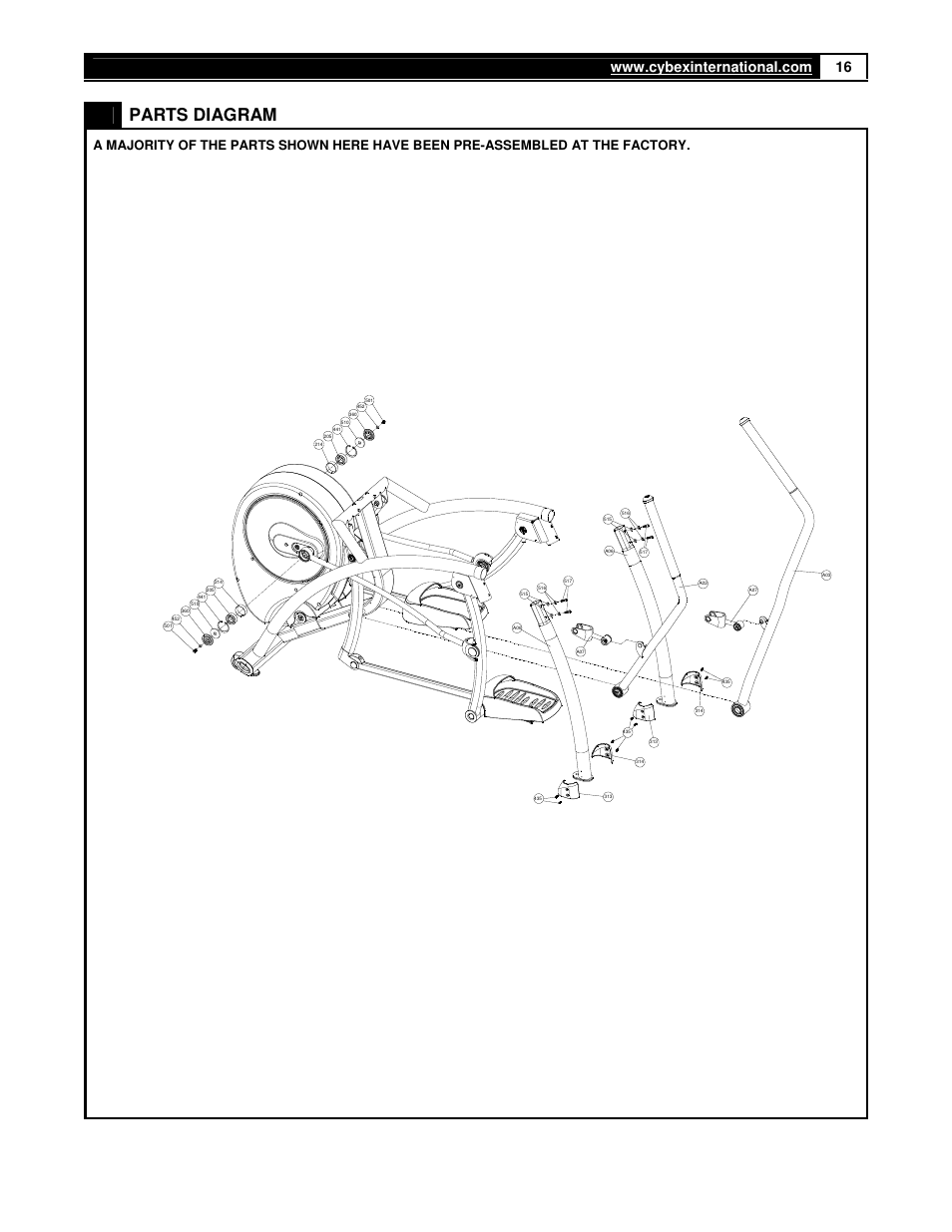 Parts diagram | Cybex 360A Arc Trainer User Manual | Page 16 / 48