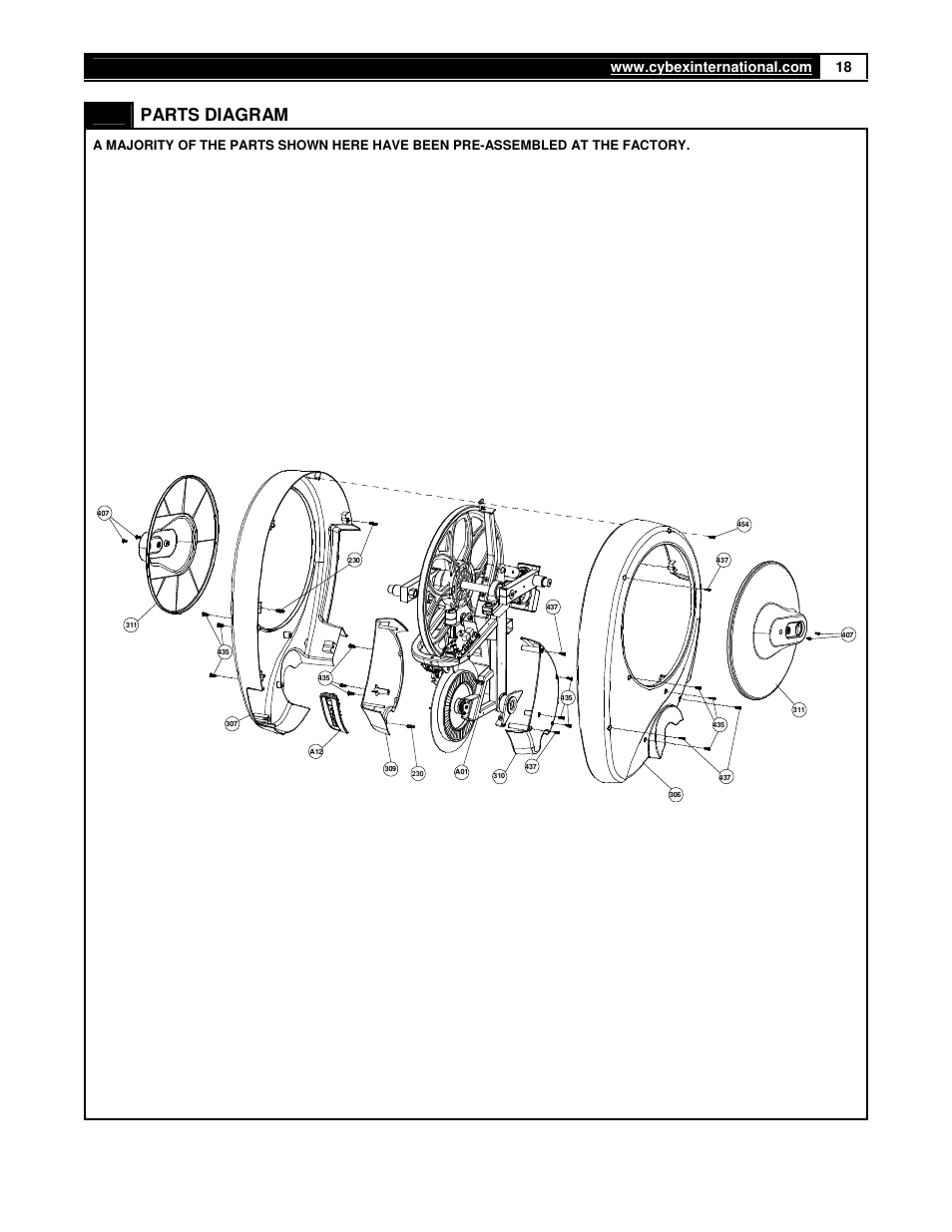 Parts diagram | Cybex 360A Arc Trainer User Manual | Page 18 / 48