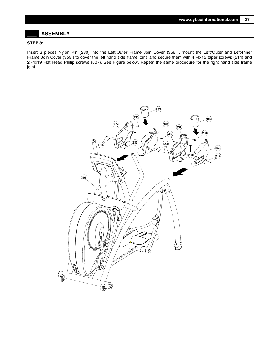Assembly | Cybex 360A Arc Trainer User Manual | Page 27 / 48