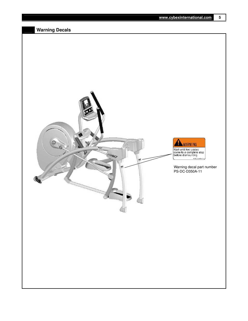 Cybex 360A Arc Trainer User Manual | Page 5 / 48