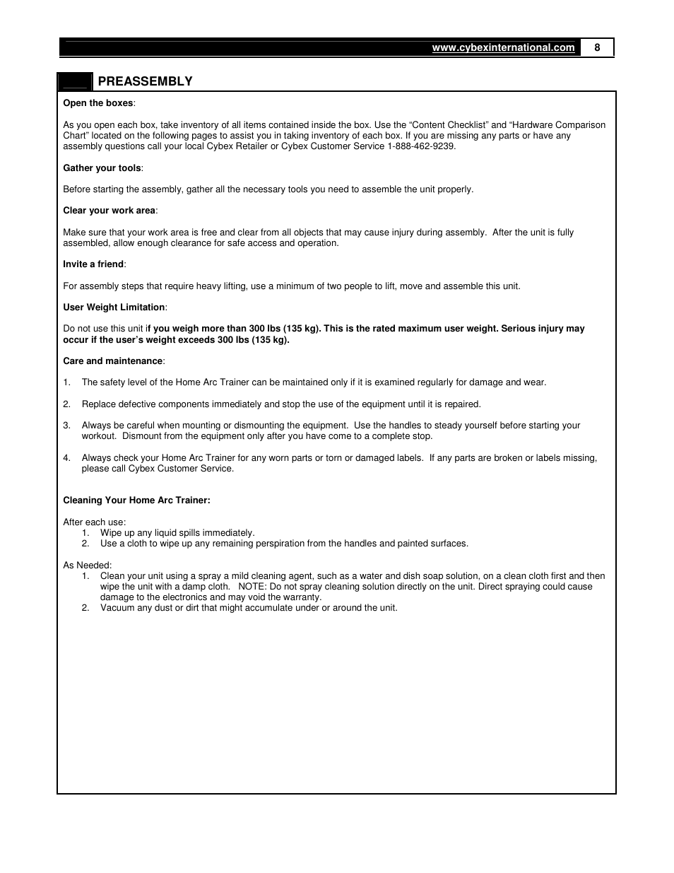 Cybex 360A Arc Trainer User Manual | Page 8 / 48