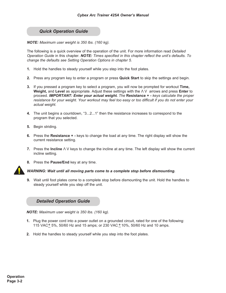 Cybex 425A Arc Trainer User Manual | Page 18 / 64