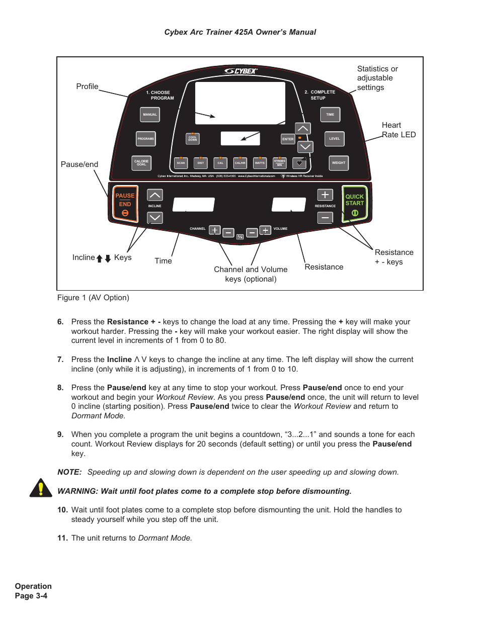 Cybex 425A Arc Trainer User Manual | Page 20 / 64