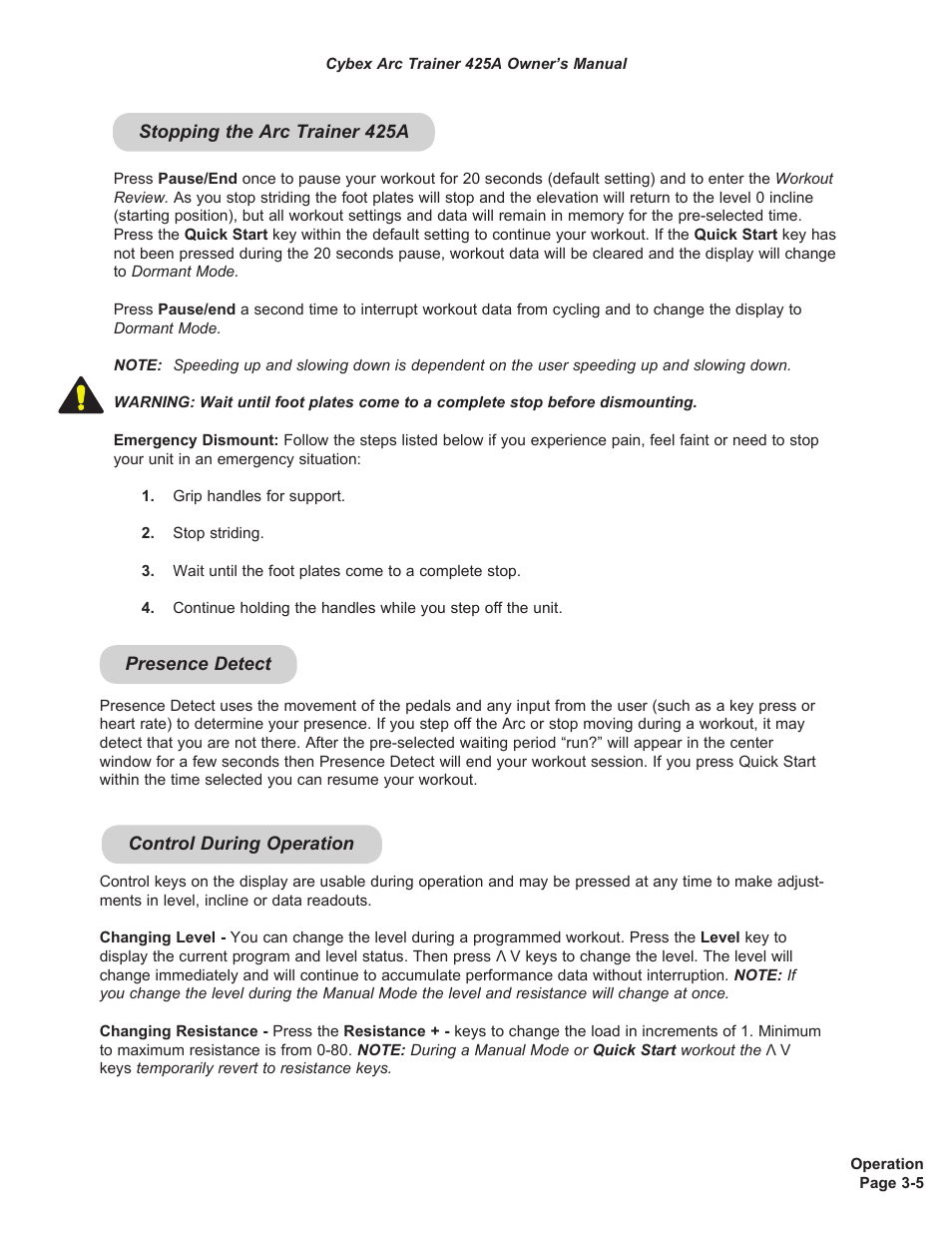 Cybex 425A Arc Trainer User Manual | Page 21 / 64