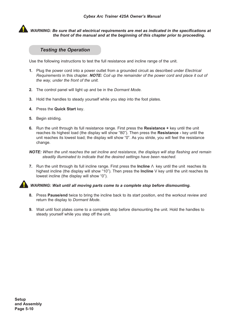 Cybex 425A Arc Trainer User Manual | Page 56 / 64