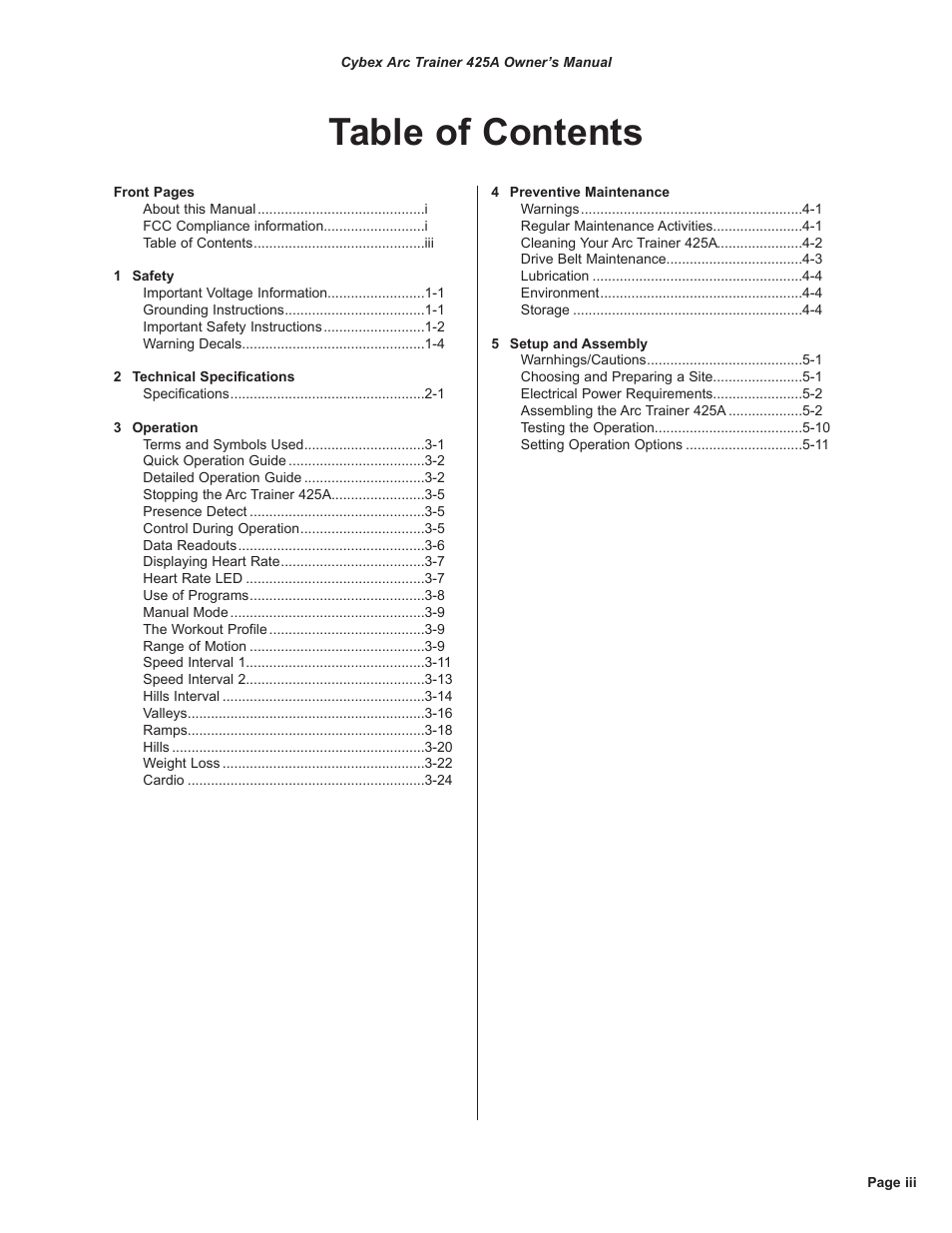 Cybex 425A Arc Trainer User Manual | Page 7 / 64