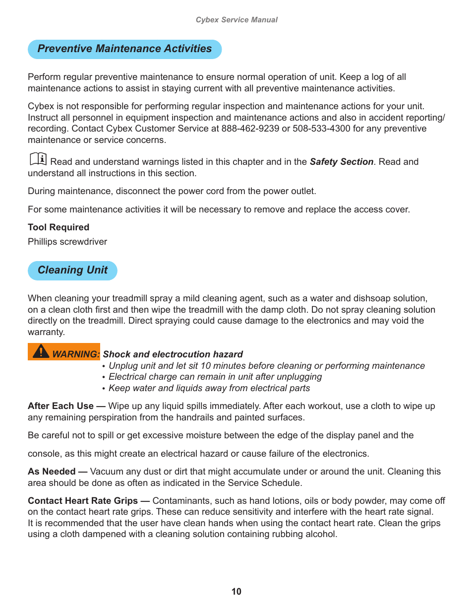 Cybex 525AT Arc Trainer User Manual | Page 10 / 74