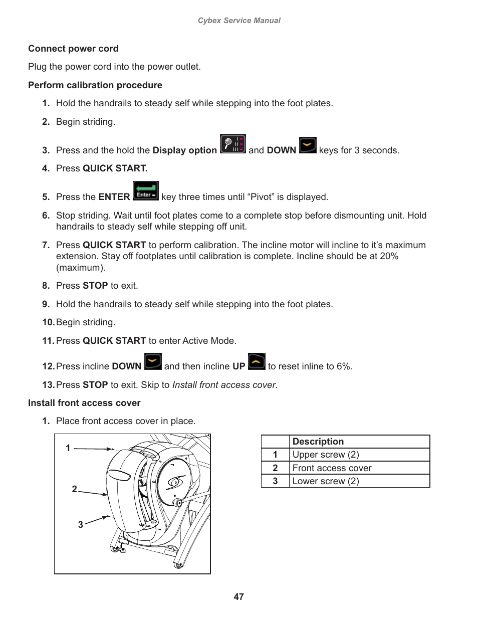 Cybex service manual | Cybex 525AT Arc Trainer User Manual | Page 47 / 74