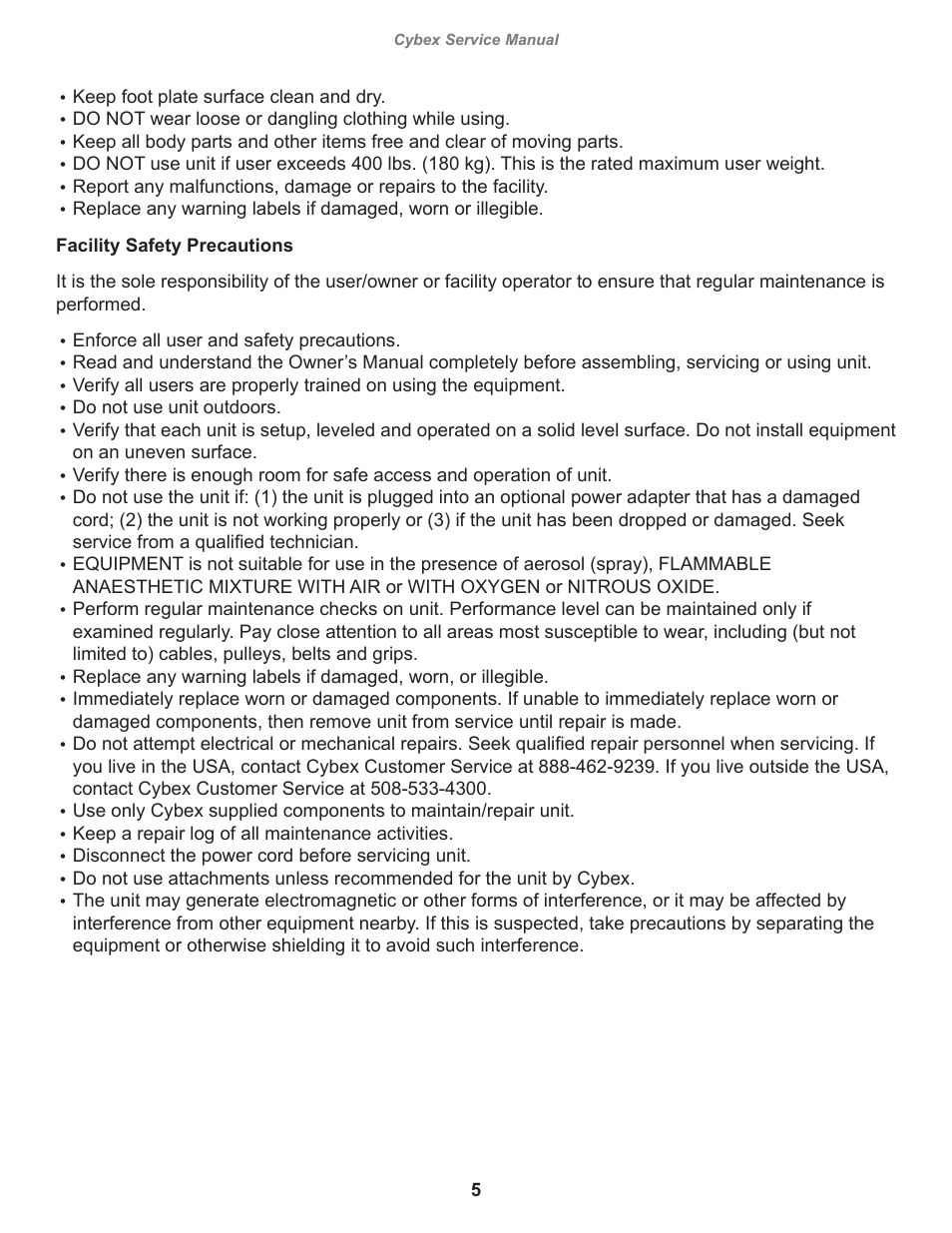 Cybex 525AT Arc Trainer User Manual | Page 5 / 74