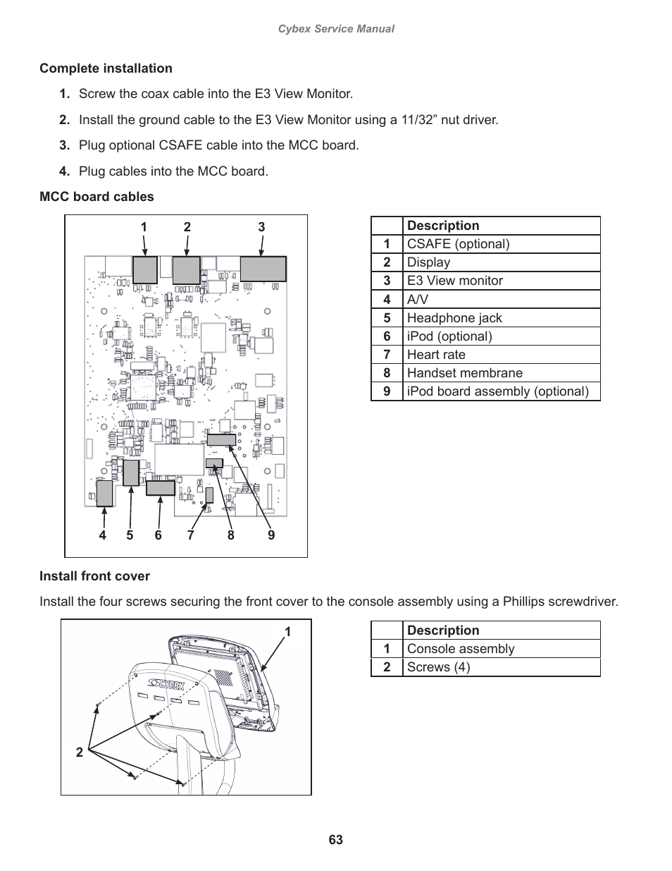 Cybex 525AT Arc Trainer User Manual | Page 63 / 74