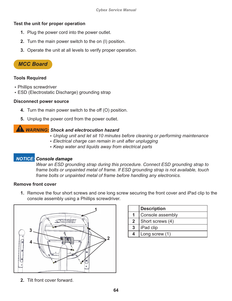 Cybex 525AT Arc Trainer User Manual | Page 64 / 74