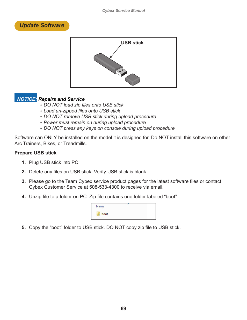 Update software | Cybex 525AT Arc Trainer User Manual | Page 69 / 74