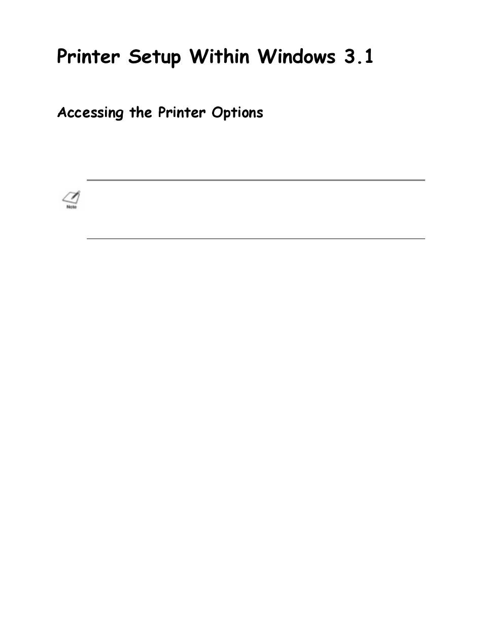 Printer setup within windows 3.1, Accessing the printer options, 3ulqwhu6hwxs:lwklq:lqgrzv | Ffhvvlqj wkh 3ulqwhu 2swlrqv | Canon HC-4200 User Manual | Page 13 / 82