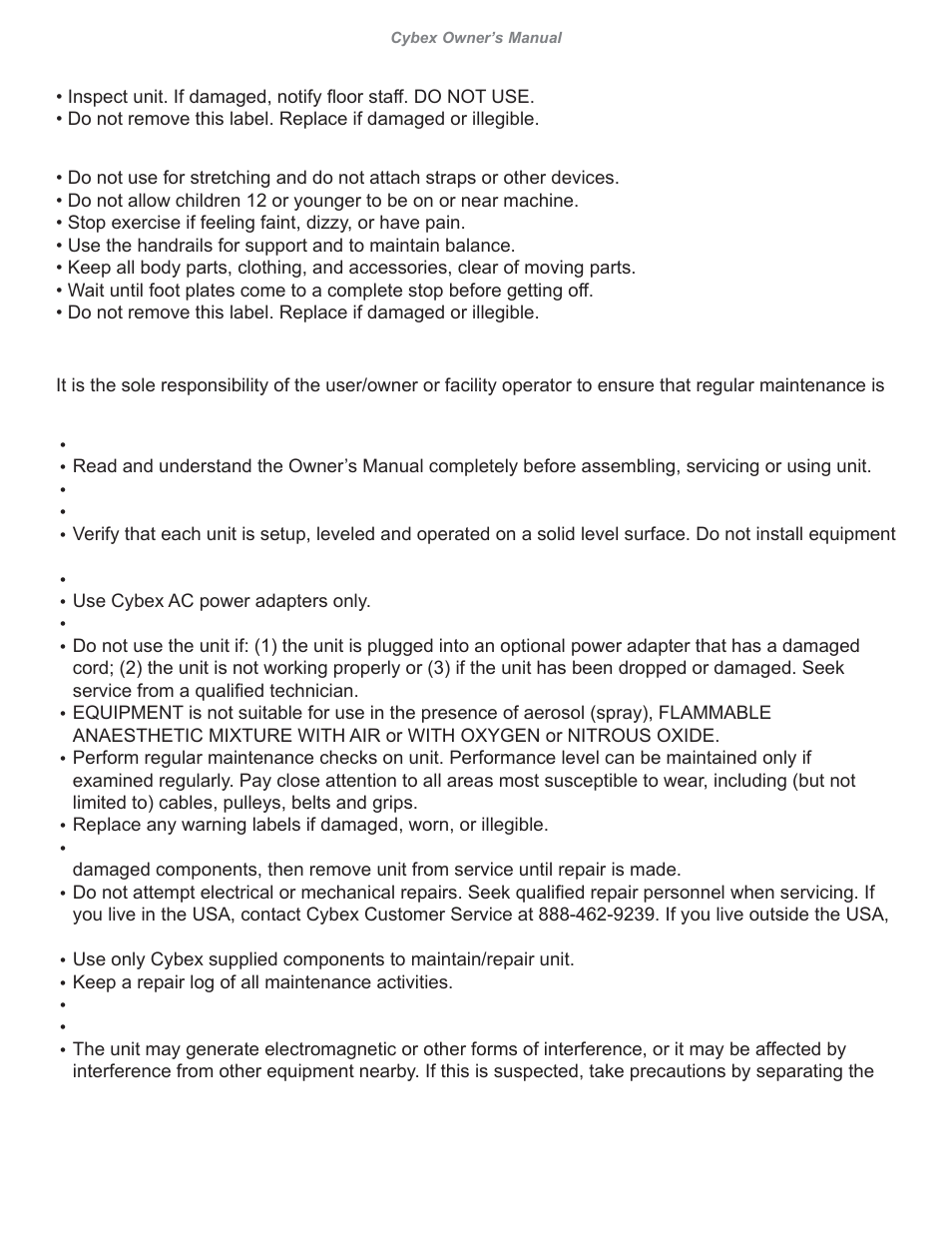 Cybex 626A Arc Trainer User Manual | Page 5 / 94