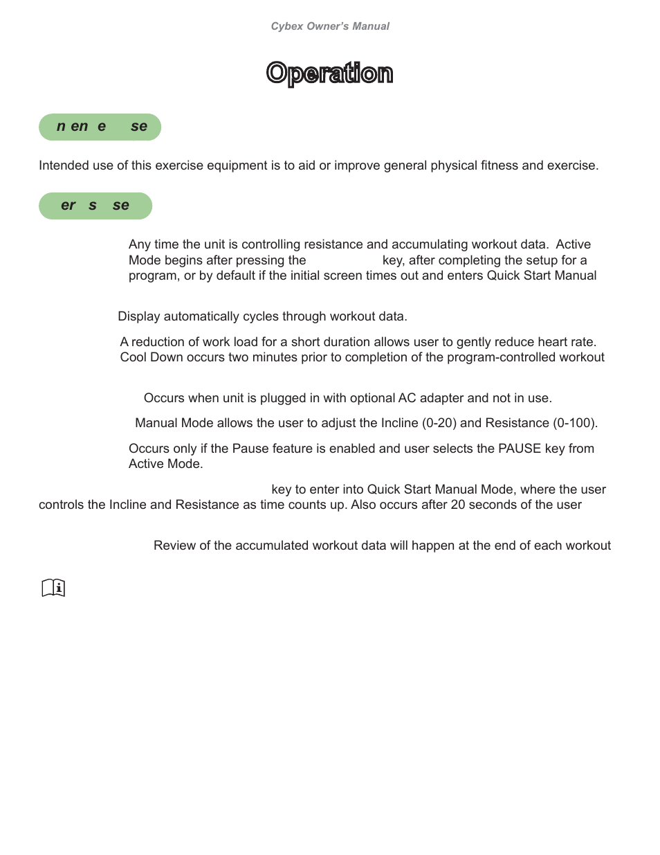 Operation | Cybex 626A Arc Trainer User Manual | Page 60 / 94