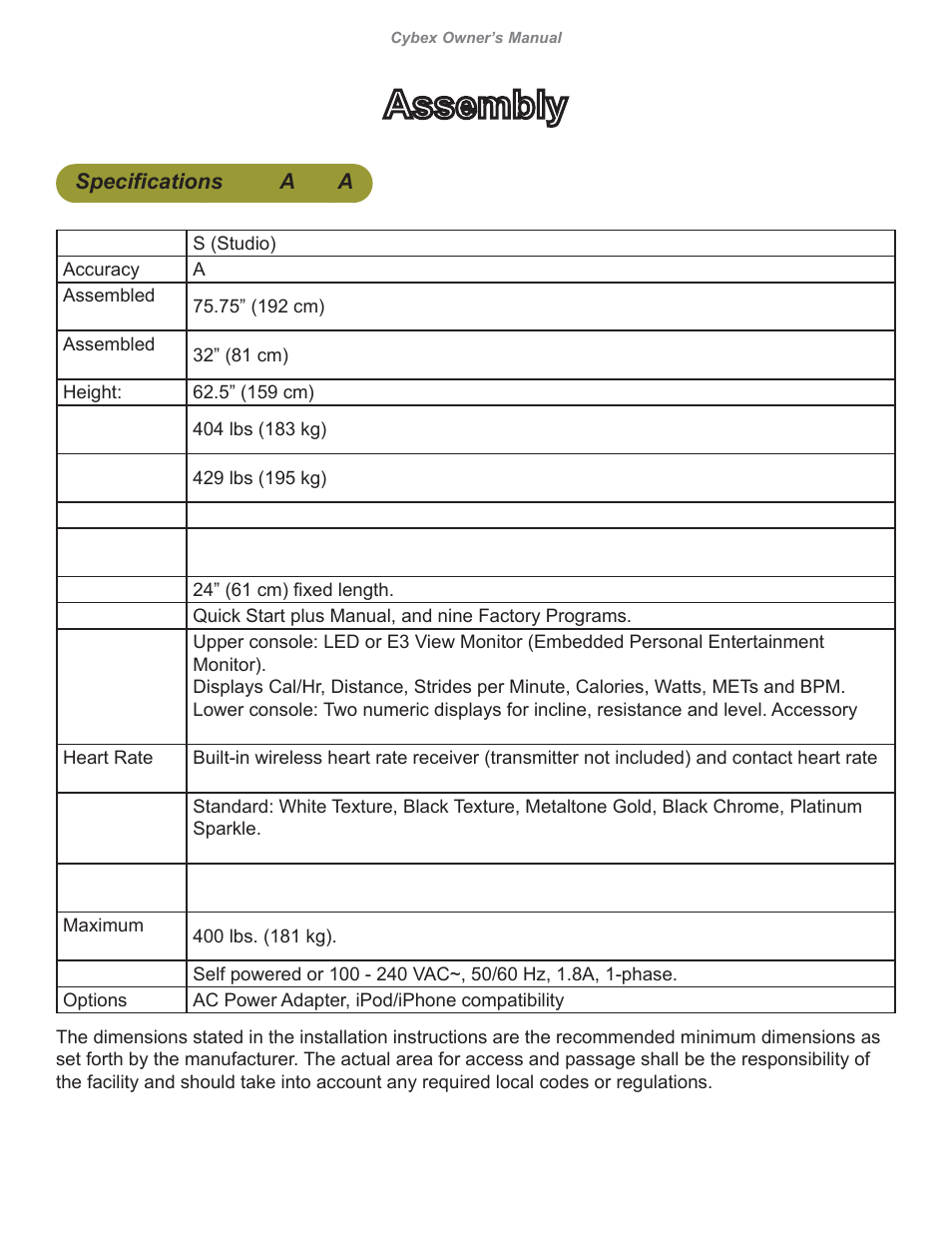 Assembly | Cybex 626A Arc Trainer User Manual | Page 9 / 94