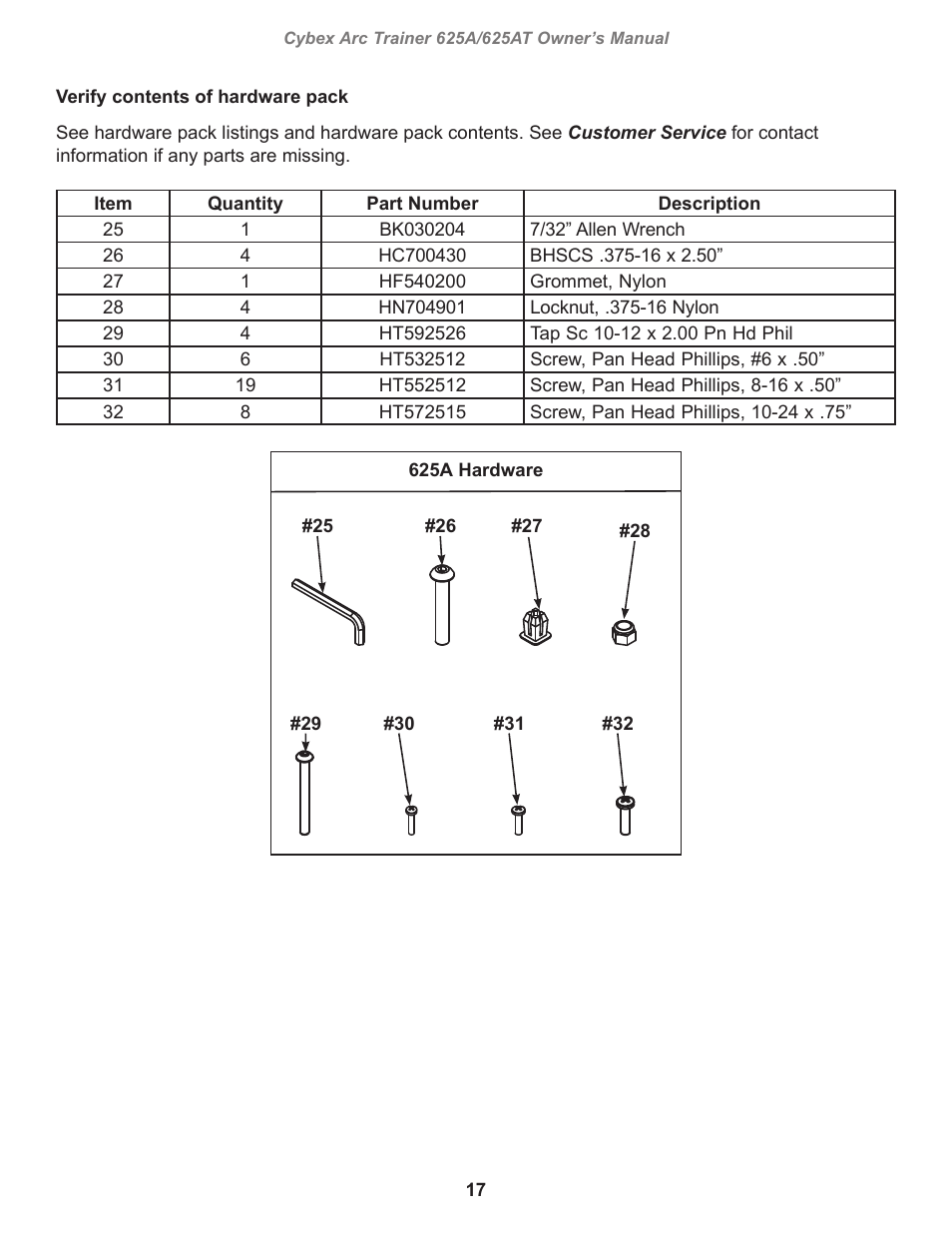 Cybex 625A Arc Trainer User Manual | Page 17 / 94