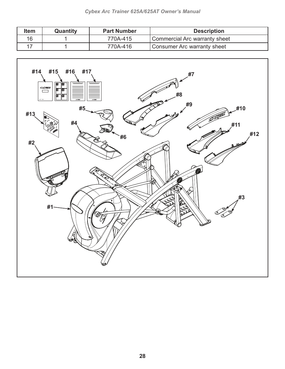 Cybex 625A Arc Trainer User Manual | Page 28 / 94