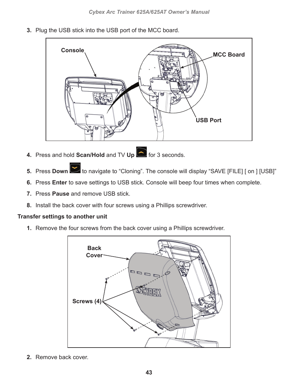 Cybex 625A Arc Trainer User Manual | Page 43 / 94