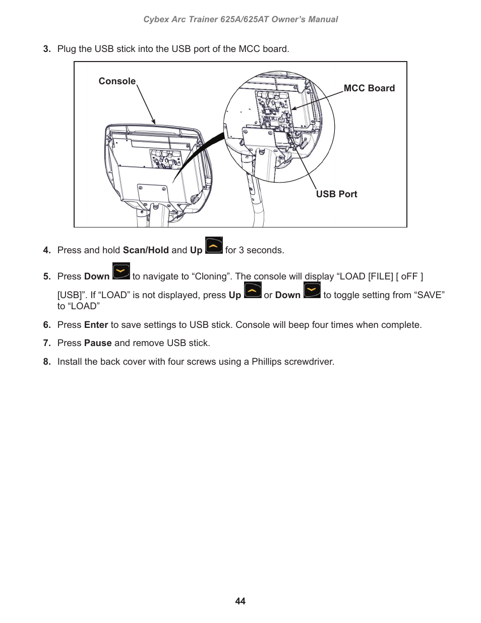 Cybex 625A Arc Trainer User Manual | Page 44 / 94