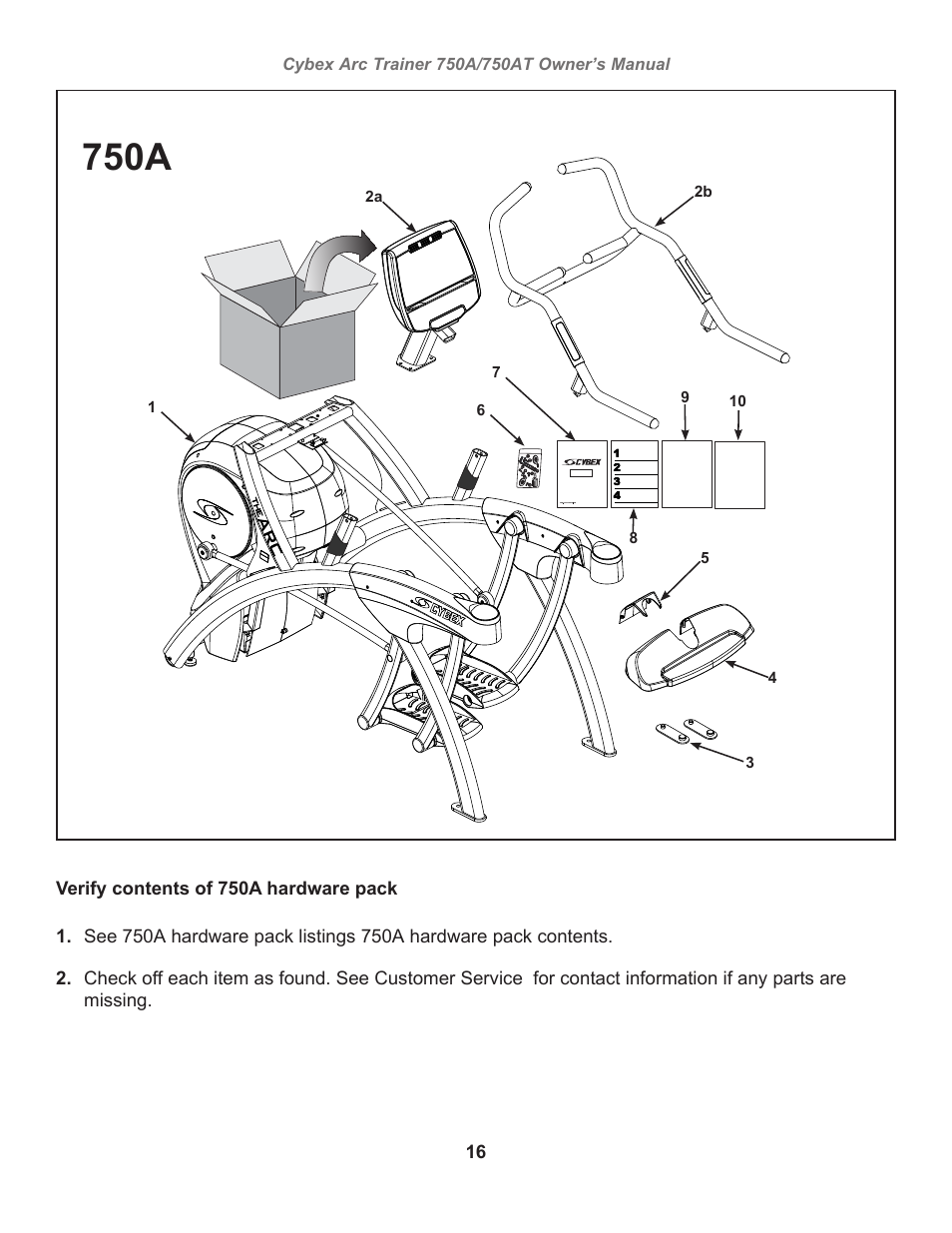 750a | Cybex 750AT Arc Trainer User Manual | Page 16 / 78