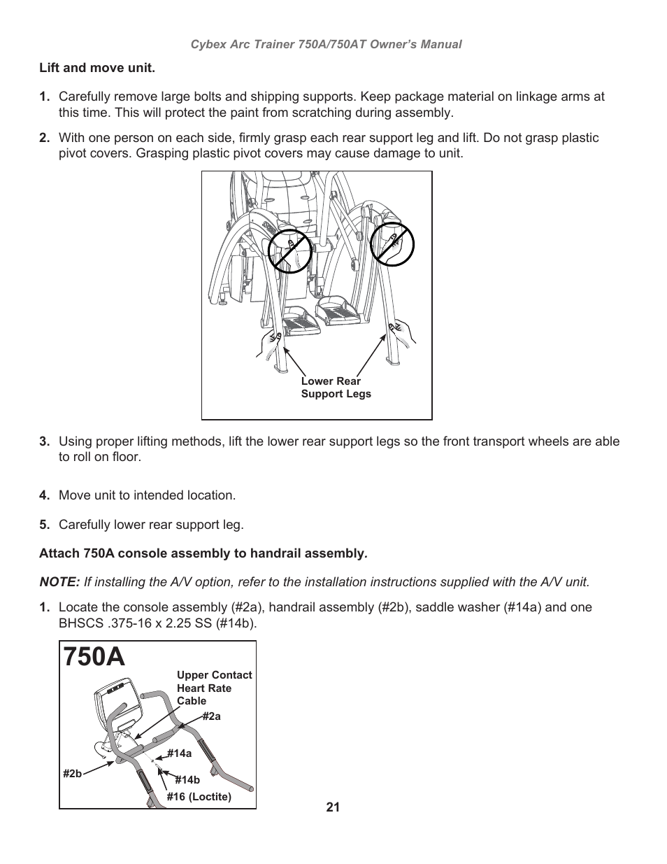 750a | Cybex 750AT Arc Trainer User Manual | Page 21 / 78