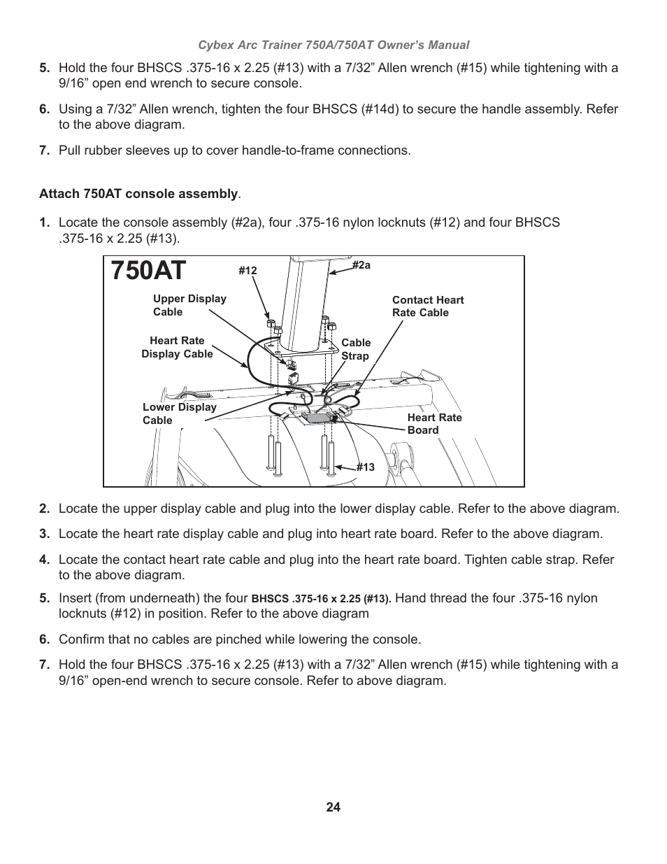 750at | Cybex 750AT Arc Trainer User Manual | Page 24 / 78