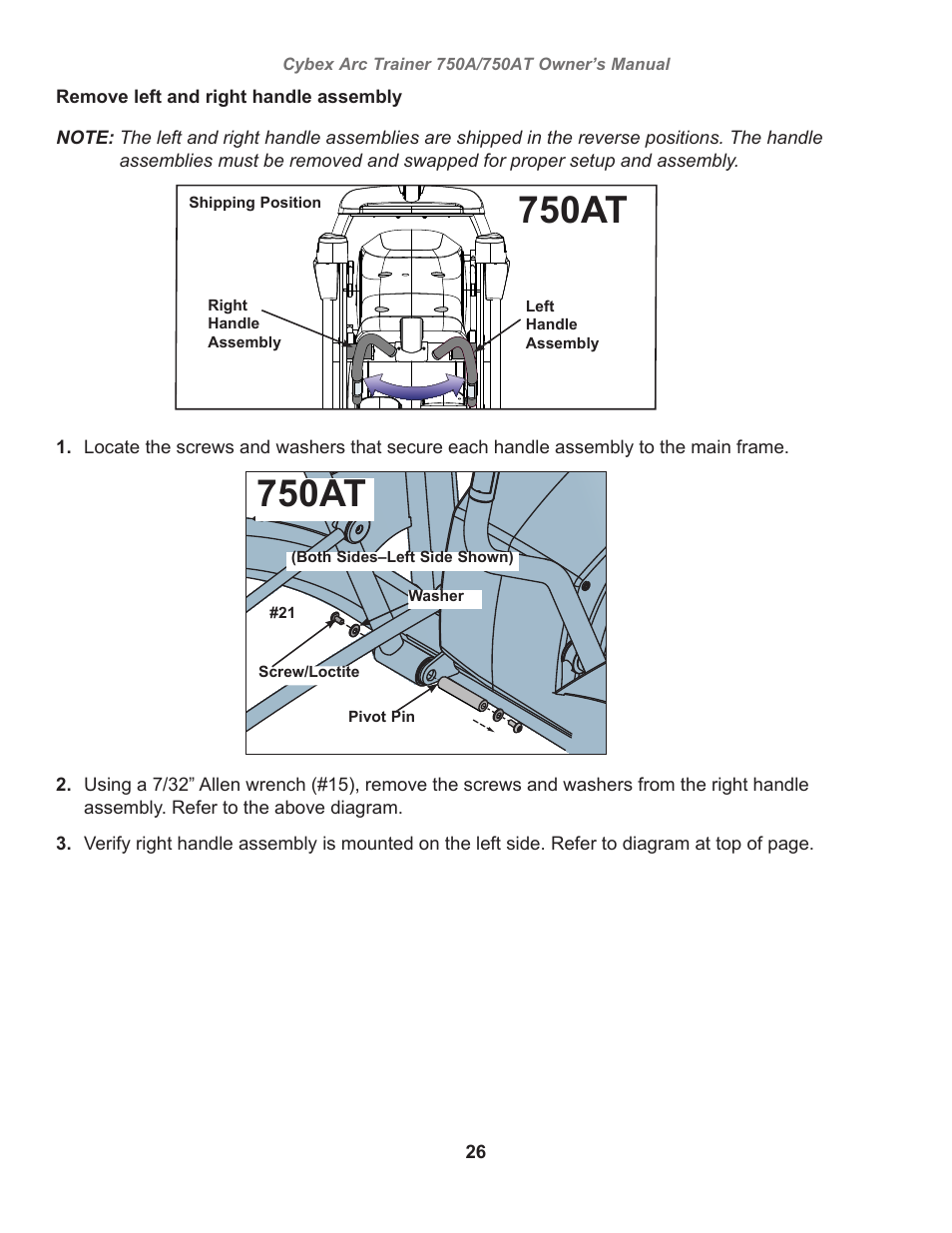 750at | Cybex 750AT Arc Trainer User Manual | Page 26 / 78