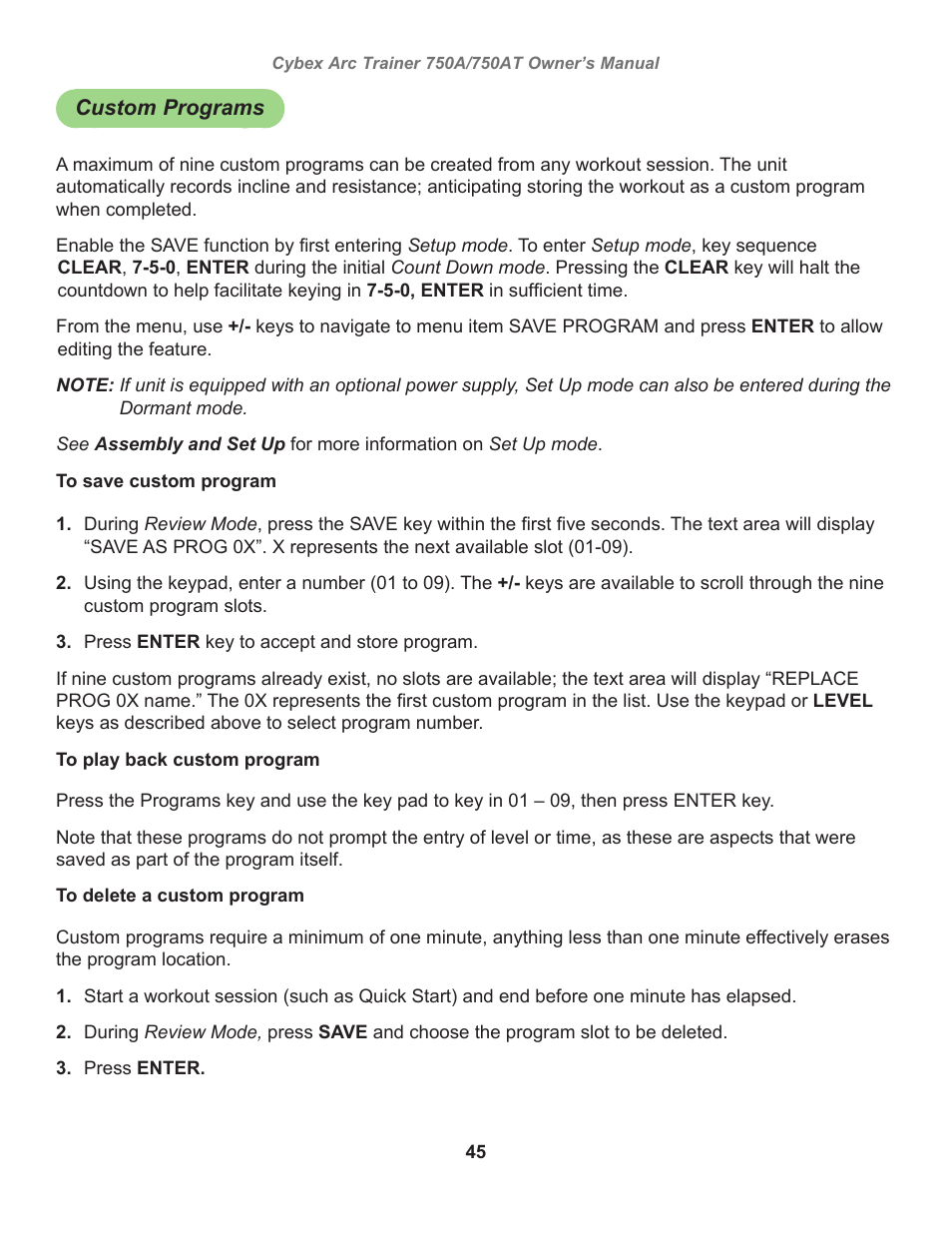 Cybex 750AT Arc Trainer User Manual | Page 45 / 78