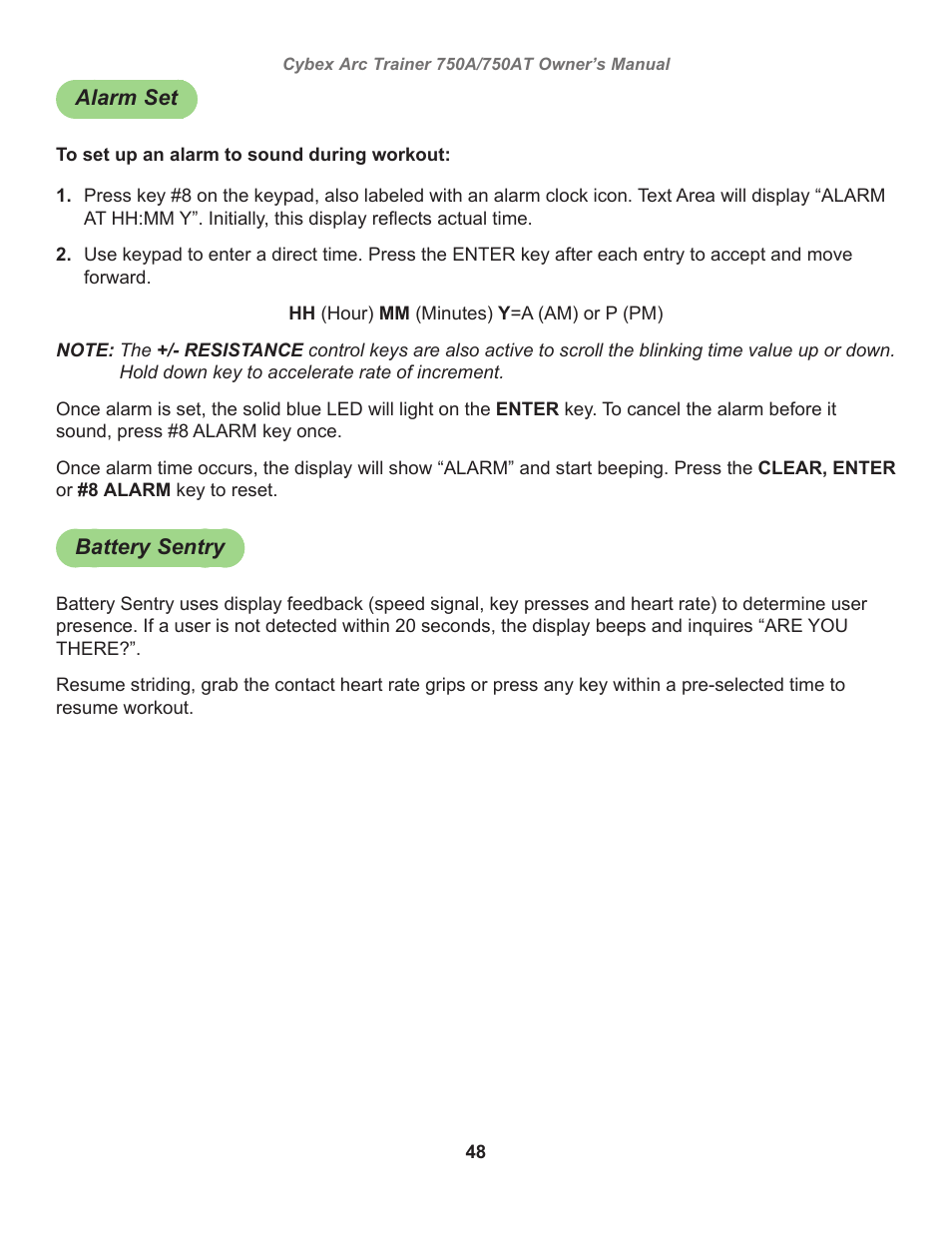 Cybex 750AT Arc Trainer User Manual | Page 48 / 78