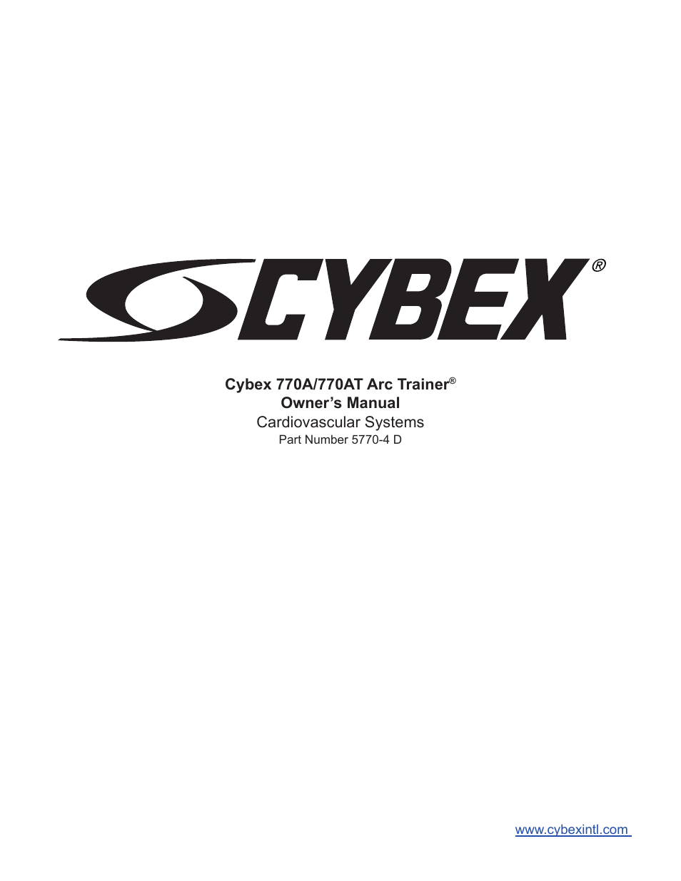 Cybex 770A Arc Trainer User Manual | 96 pages