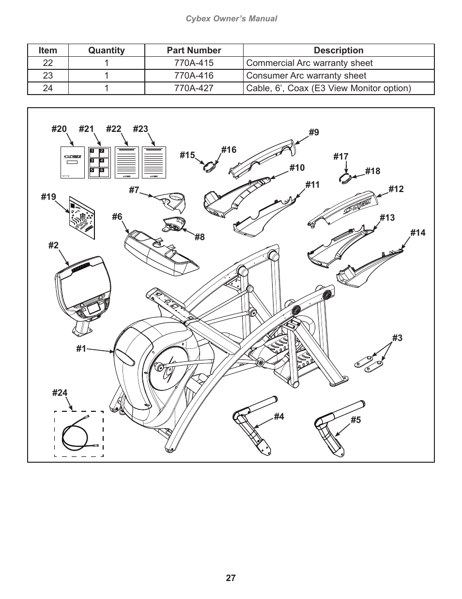 Cybex 770A Arc Trainer User Manual | Page 27 / 96